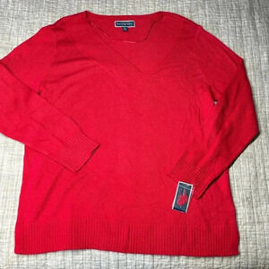 Red cross neck sweater top
